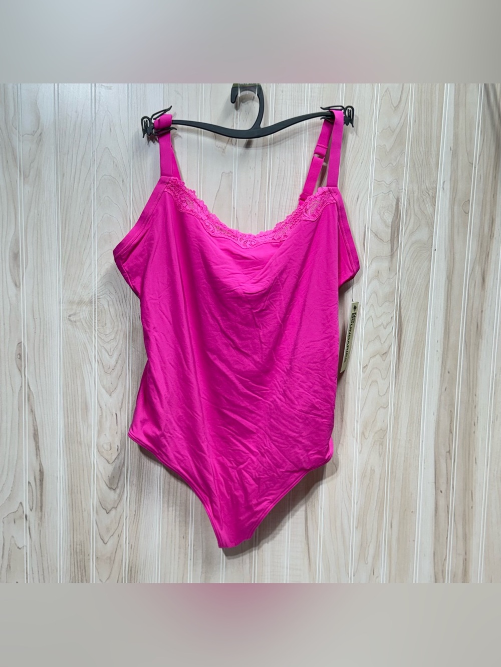 Bright Fuchsia Lace-Trim Bodysuit